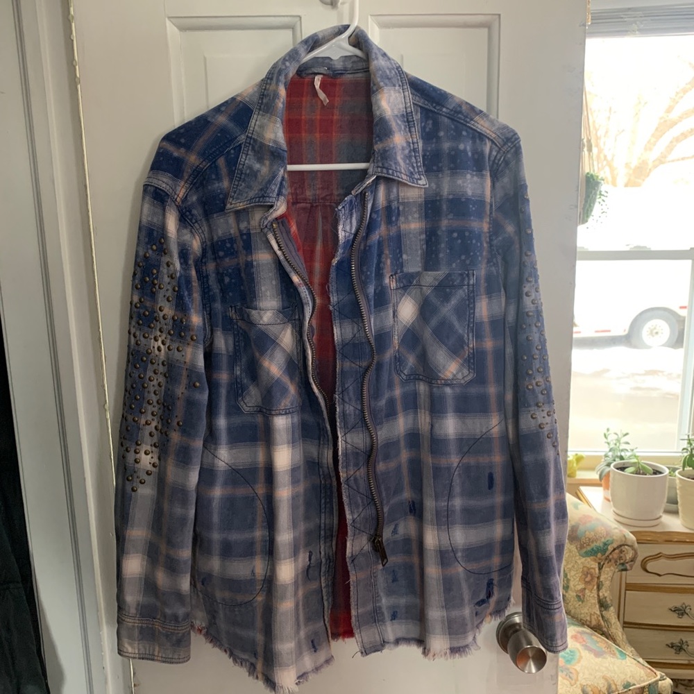 Free People Plaid Shirt Jacket- Size XS